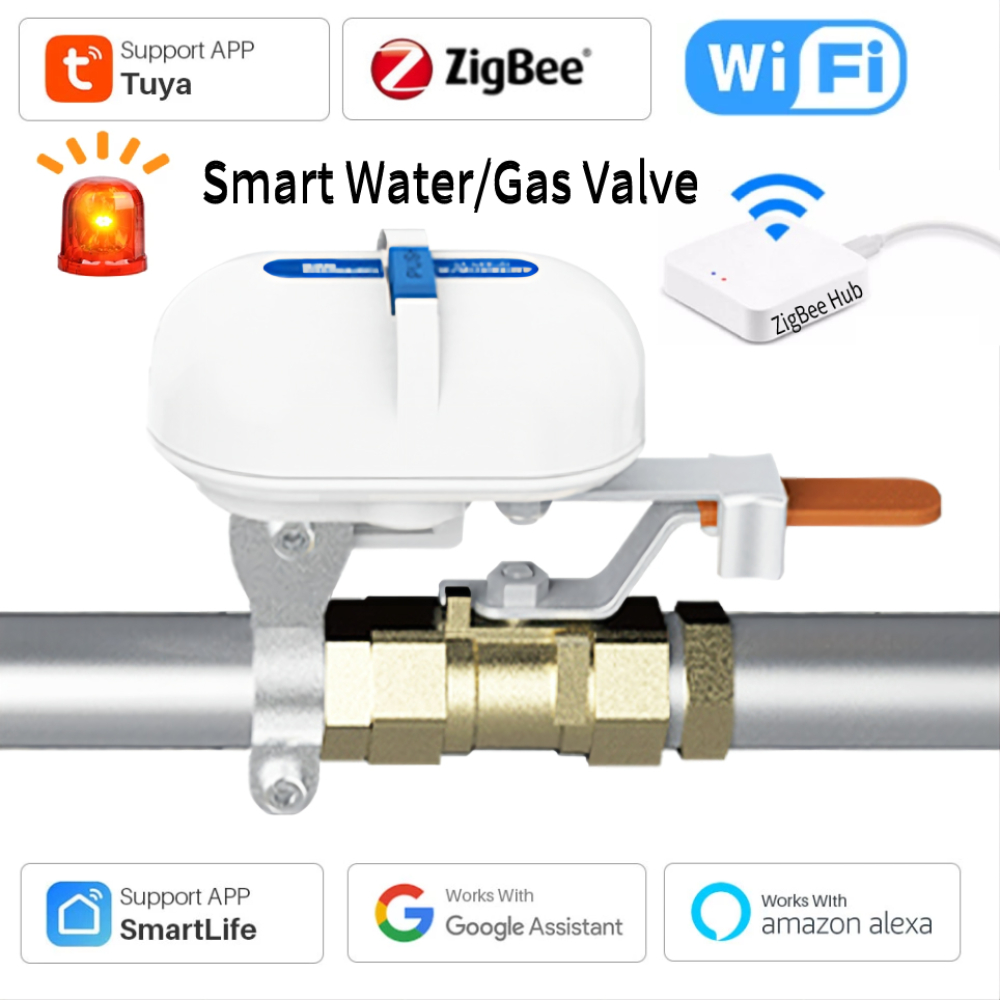 Tuya Smart WiFi Zigbee válvula de agua grifo jardín controlador de aspersor sincronización Control de voz válvula inteligente de Gas para Alexa Google