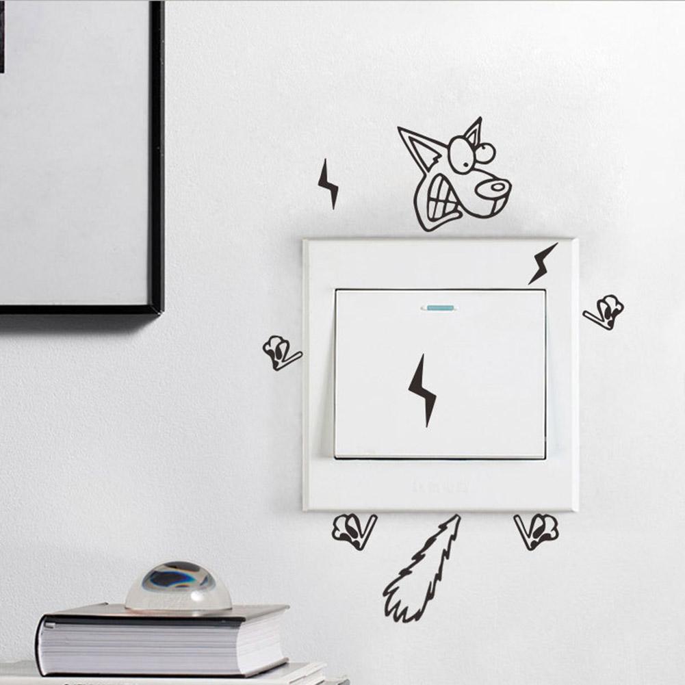 Schakelaar Muursticker Verwijderbare Levendige Elektrische Schok Hond Vogel Decal Waterdicht Kinderkamer Zelfklevende Grappige Decoratie