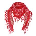 Cooeverly Print Kleur Unisex Vrouwen Sjaal Vrouwen Lace Sheer Bloemen Sjaal Wrap Tassel Sjaal Sjaals Voor Dames: Red 