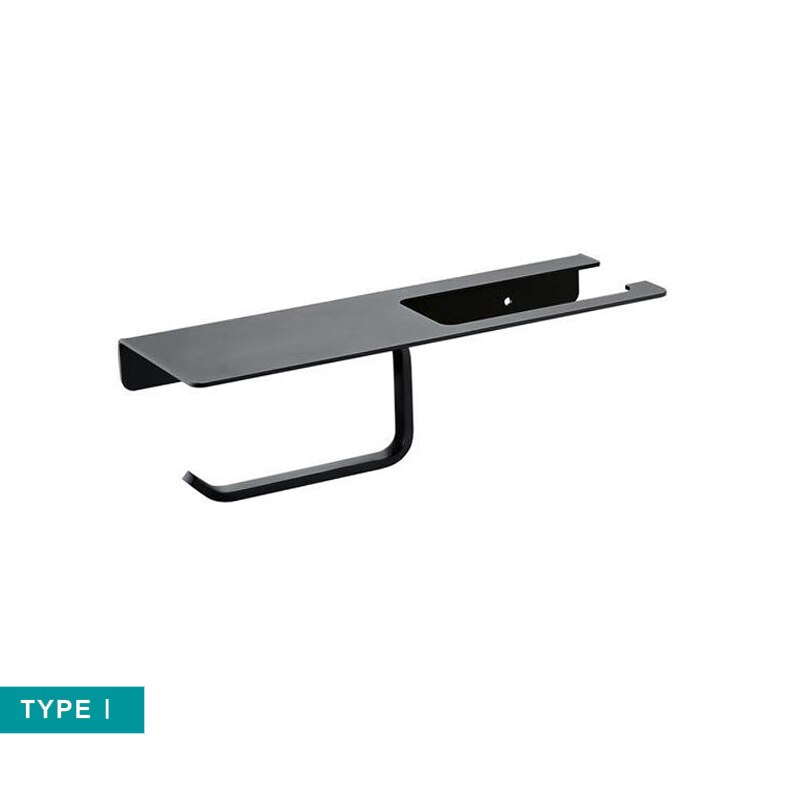 Toilet Roll Double Paper Long Holder with Rack Hanger Bathroom WC Accessories Hardware Matt Black Gold Chrome: I BA0054BK-86