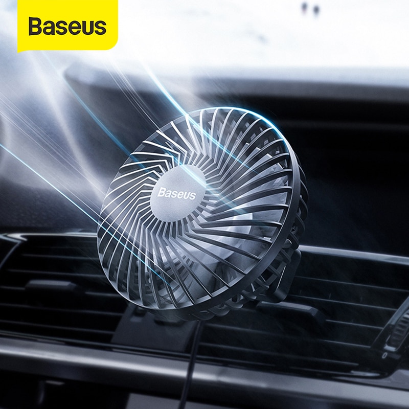 Baseus Portable Fan Car Air Cent Mount Cool Air Travel Cooler Cooling Mini Fans 360 Rotation Adjustable Angle Fans Outdoor Home