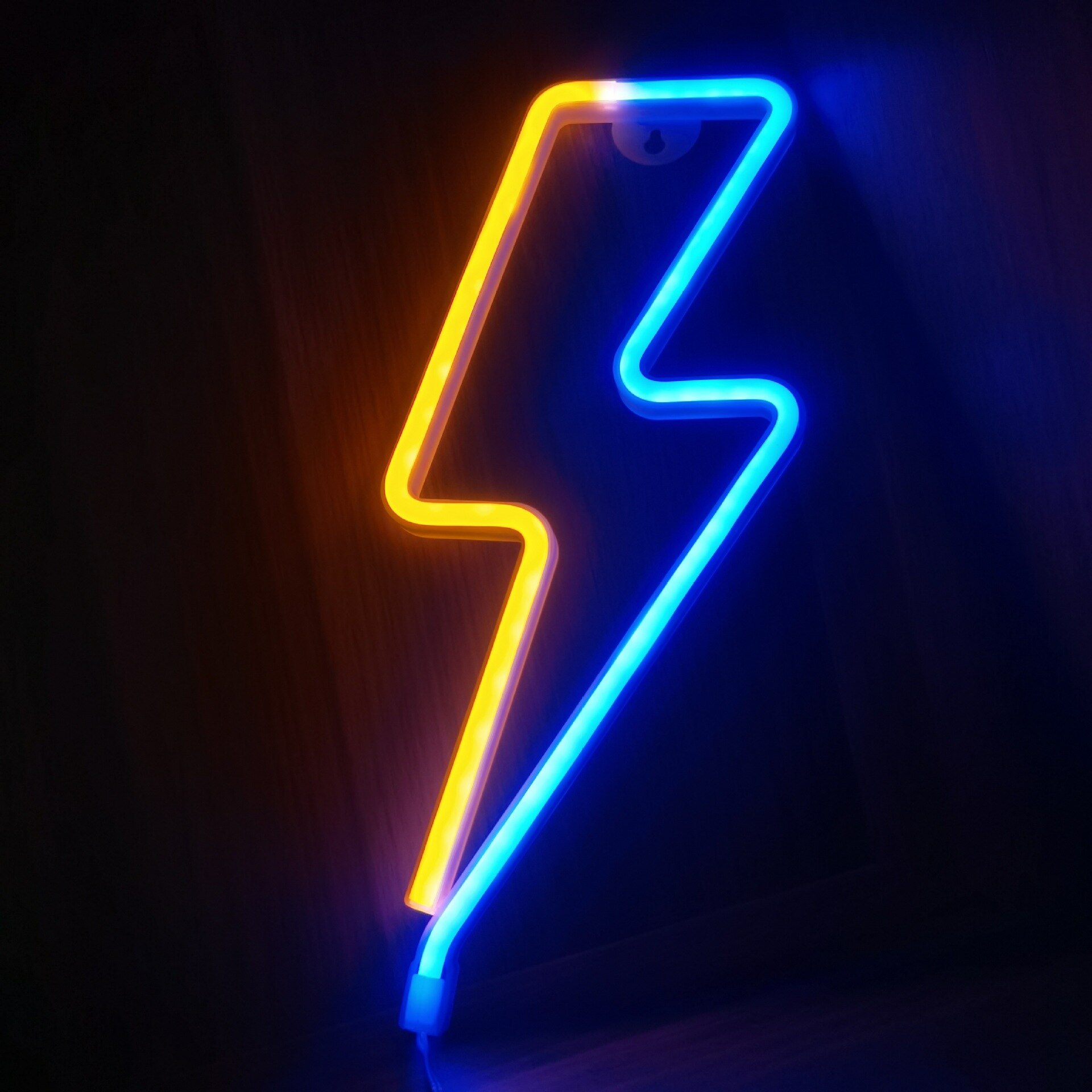 Rayo de luz LED con señal de neón, lámpara colgante de pared, decoración de habitación, decoración para el hogar, boda,: Blue Yellow