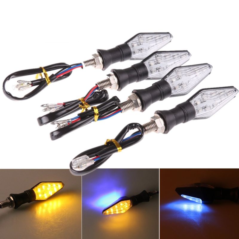 4 Pcs Universal Motorcycle LED Knipperlichten 12V Indicatoren Amber Blinker Light Flashers Verlichting 12 LED Amber Light