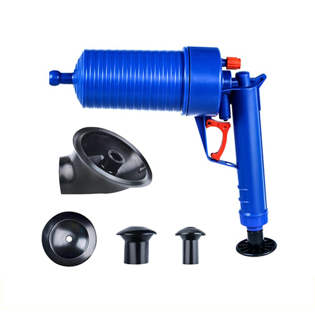 Ontstopper pijpreiniging hogedrukpomp toiletontstopper gereedschap met 4 adapters neutraal plastic voor wc keuken badkamer