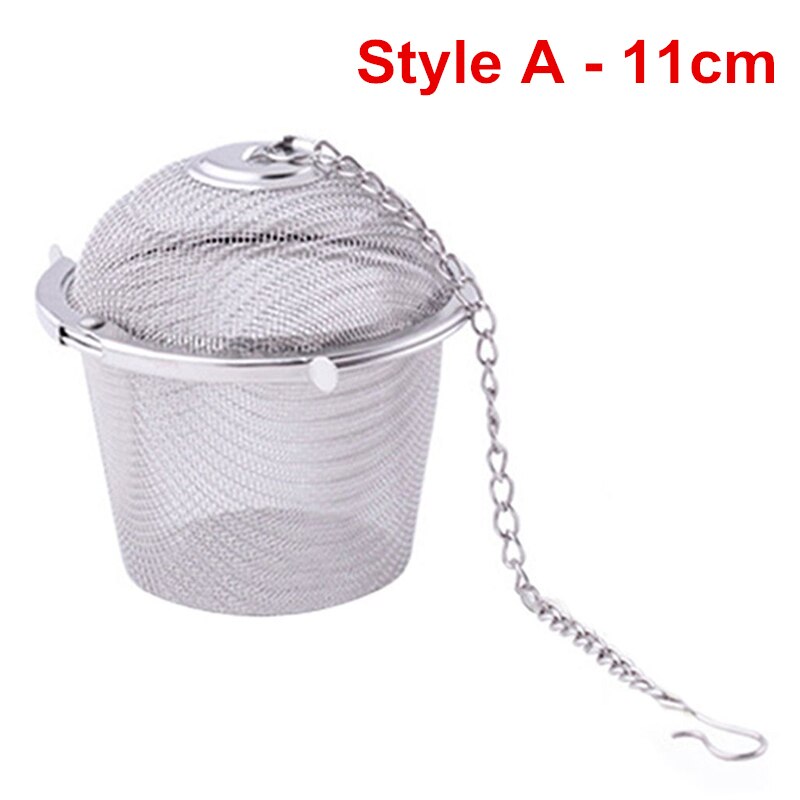 Stainless Steel Teakettle Locking Tea Filter Reusable Spice Seasoning Ball Mesh Herbal Ball Tea Coffee Strainer Infuser Tools: A (11cm)