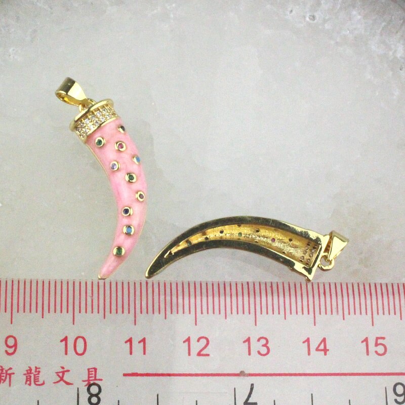 30*8mm 10 teile/los bunte emaille mit cz anhänger, Horn bilden emaille charme, Armbinde/halskette schmuck zubehör