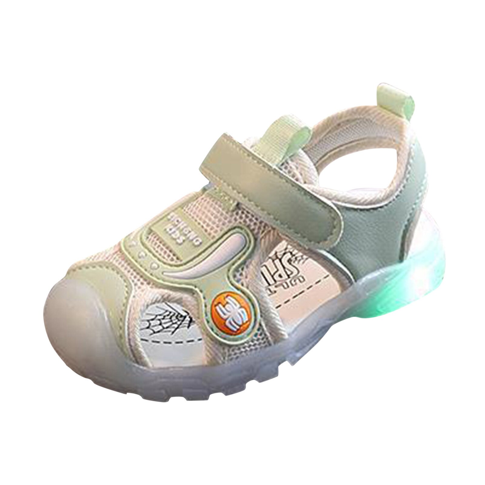 Toddler Kids Sport shoes Summer Boys Girls sandales Baby Sandals LED Luminous Shoes Sneakers Children beach sandals sandalias: Green / 22