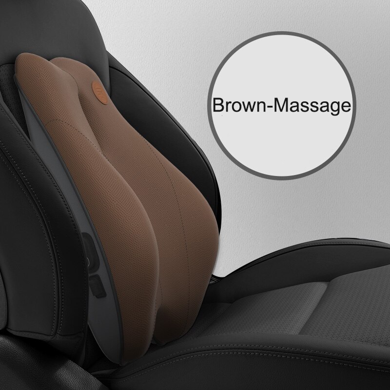 Jinserta massage bil nakkepude rebound hukommelse skum bil nakkestøtte nakkepude til bilsæde flyvning kontorstol: Brun-massage-talje