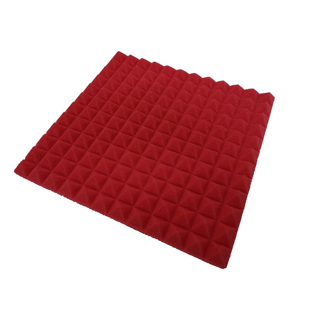 Panel aislante de sonido de espuma acústica, esponja de absorción de sonido para estudio Ktv, pegatinas coloridas de pared insonorizadas, 30x30x2,5 cm, 1 Uds.: Red