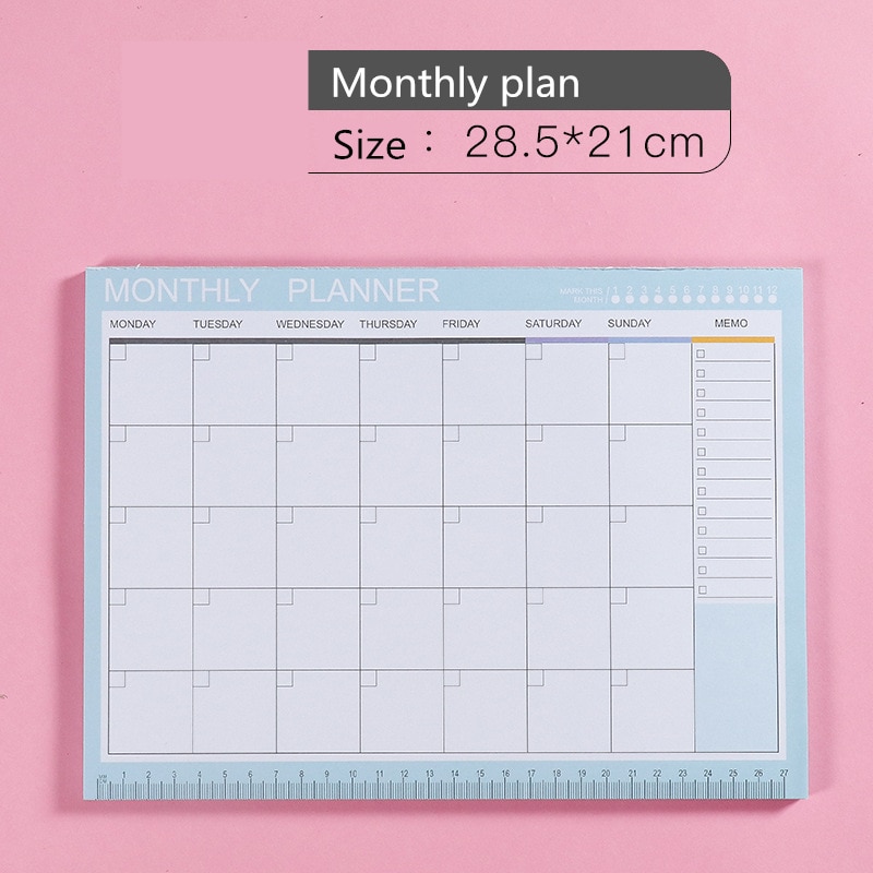 Notesbog kawaii daglig ugentlig månedlig årlig kalender planlægger 2022 2023 dagsorden tidsplan arrangør journal bog skole  a4 planlægger