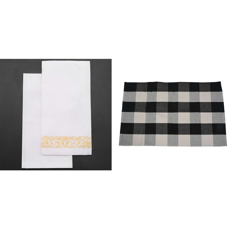 Tappeti scozzesi in bufalo di cotone da 1 pezzo e carta per asciugamani usa e getta da 100 pezzi