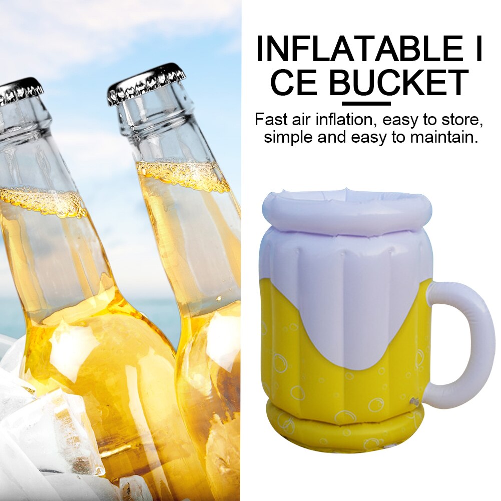 PVC Inflatable Beer Mug Cooler Beer Ice Bucket Storage Holder Summer Adult Swimming Supplies Beach Pool Party Bar Coolers