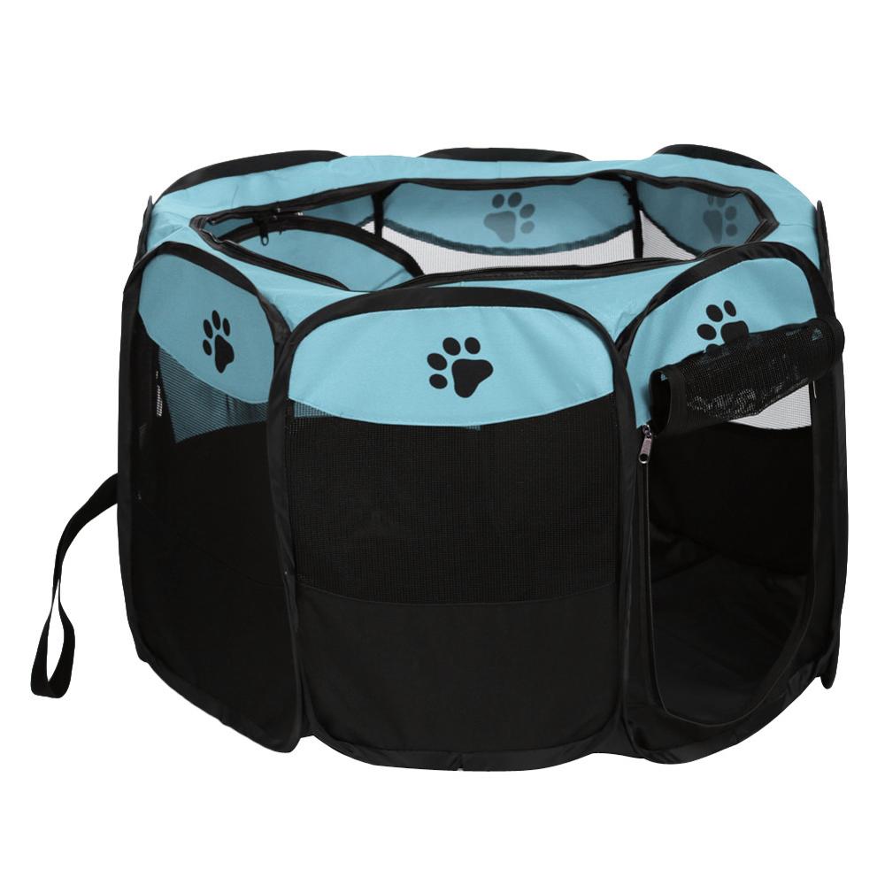 Hundekasse til stort hundebur bærbart folde kæledyr telt hundehus udendørs kenneler hegn kravlegård indendørs hvalp katte bur kæledyr seng: Himmelblå 73 x 73 x 43cm