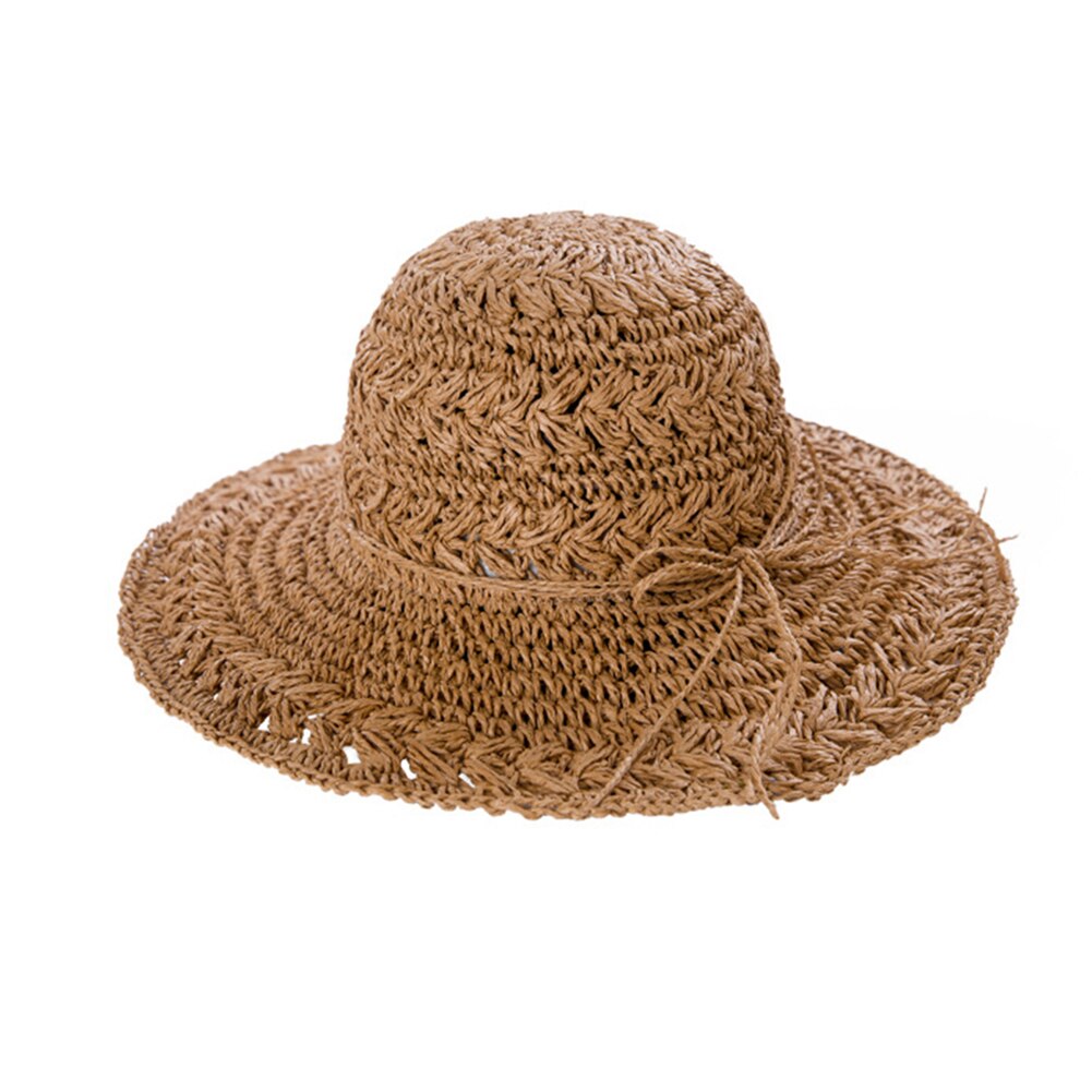 Zomerzonnehoeden voor dames, opvouwbaar, gehaakt, gebreide strohoed, grote rand, zonnehoed, strandmuts