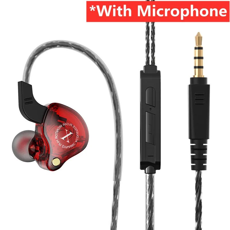 Oryginalne dynamiczne słuchawki przewodowe X2 HIFI ciężki bas słuchawki douszne słuchawki do gier Monitor sportowy zestaw słuchawkowy z redukcją szumów Mic: Black