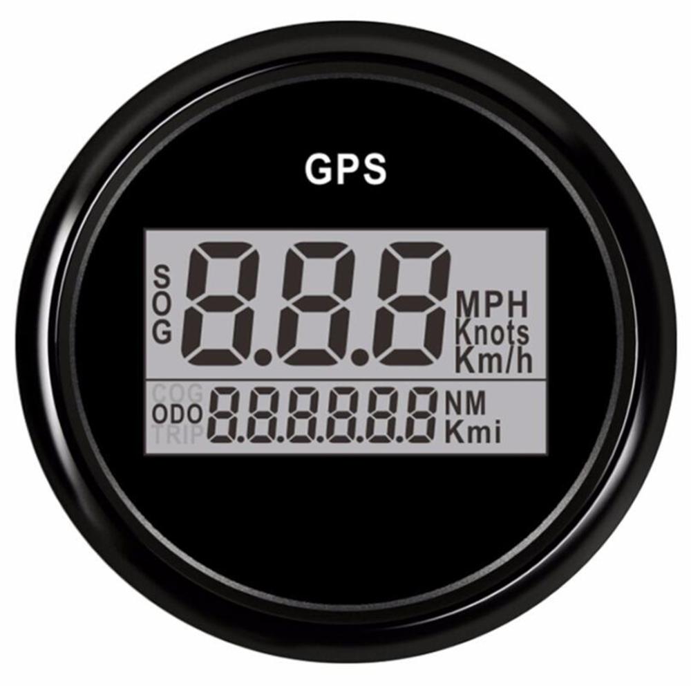 1 dispositivo de velocímetro GPS de 52mm 0-999 km/h nudos MPH odómetros digitales de automóvil 9-32V para barco automático con antena negro blanco