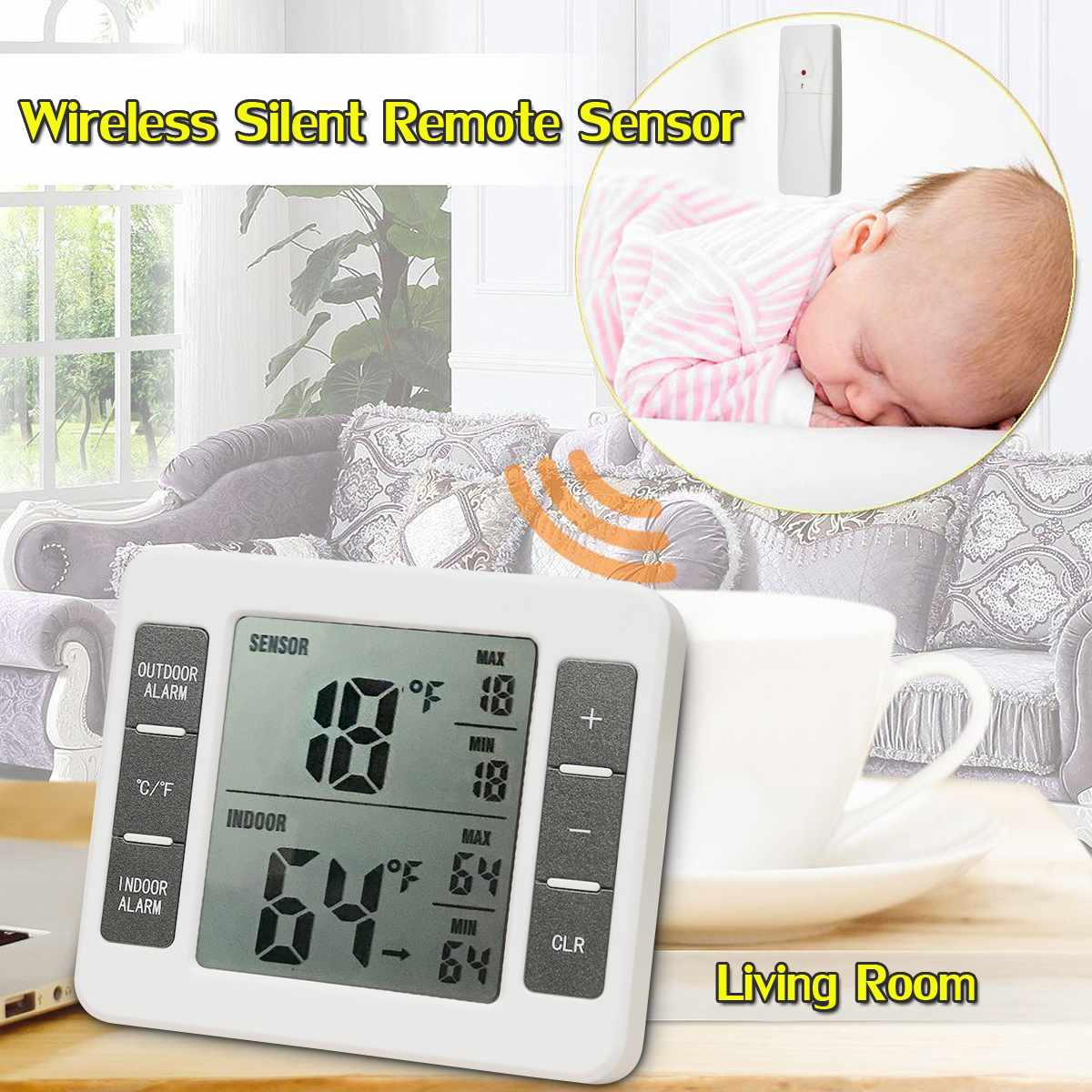 Wireless Weather Station Sensor Alarm Thermometer Digital Indoor Outdoor Thermometers Electronic Refrigerator Thermometer