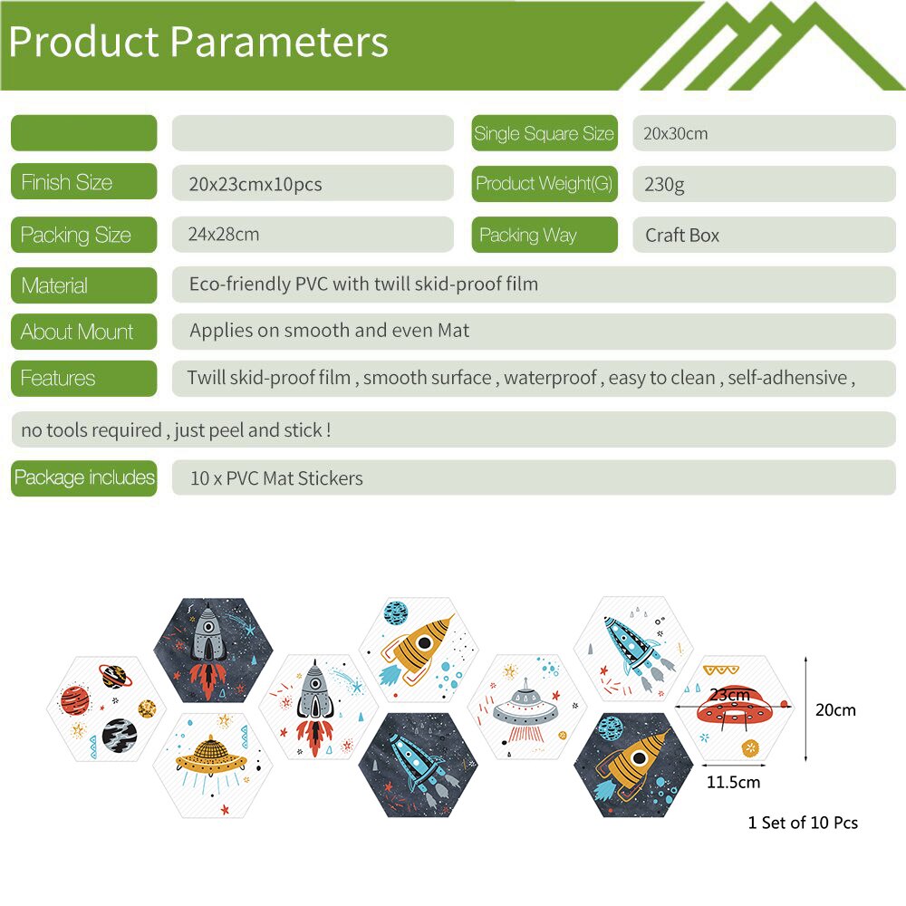 10pcs/Set PVC Imitation Marble Hexagonal Tile Stickers Bathroom Kitchen DIY Home Nonslip Floor Tiles DIY 3D Stickers Home Decor