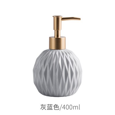 Dispensador de jabón redondo de cerámica, forma de ventilador plegable, botella de loción de cerámica, Cabezal de presión dorado, accesorios para baño, botella de Gel de Ducha: D
