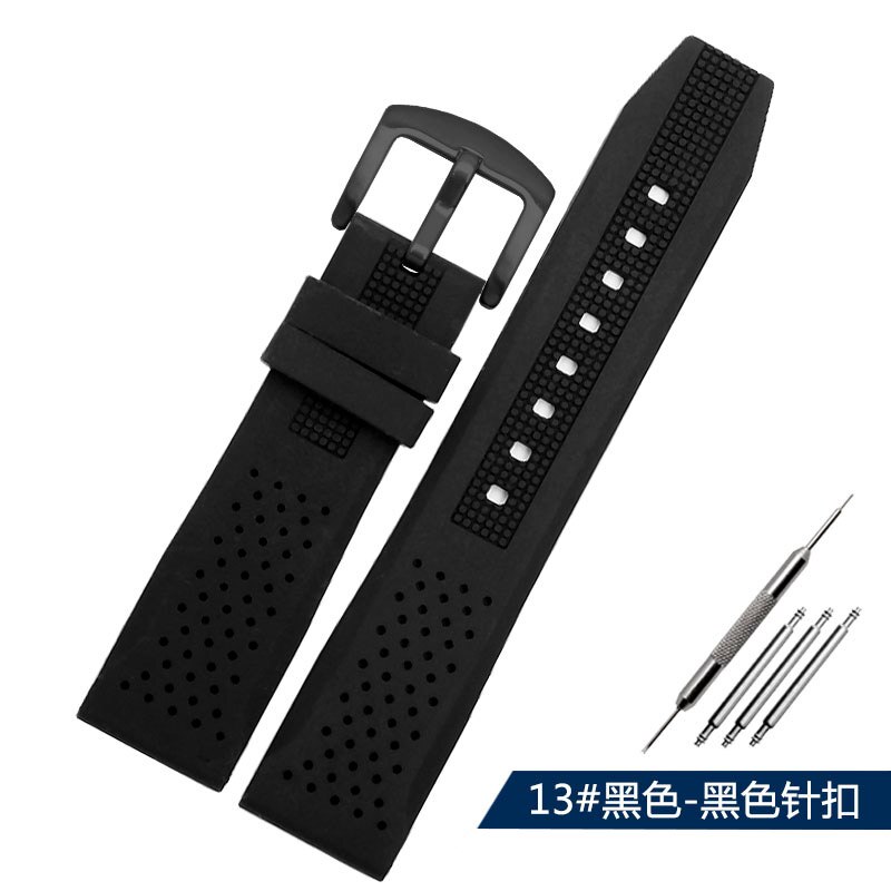 Silicone Rubber watch strap 22mm 24mm 26mm bracelet wristwatches band watchband waterproof breathable wristband: 13 black black / 24mm