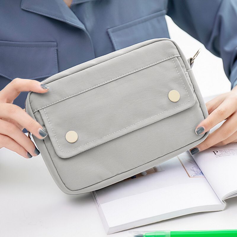 Minkys Eenvoudige Serie Grote Capaciteit Pencilcase Potlood Tas Desktop Opbergtas Waterdichte Potlood Pouch Kawaii School Stationery: grey