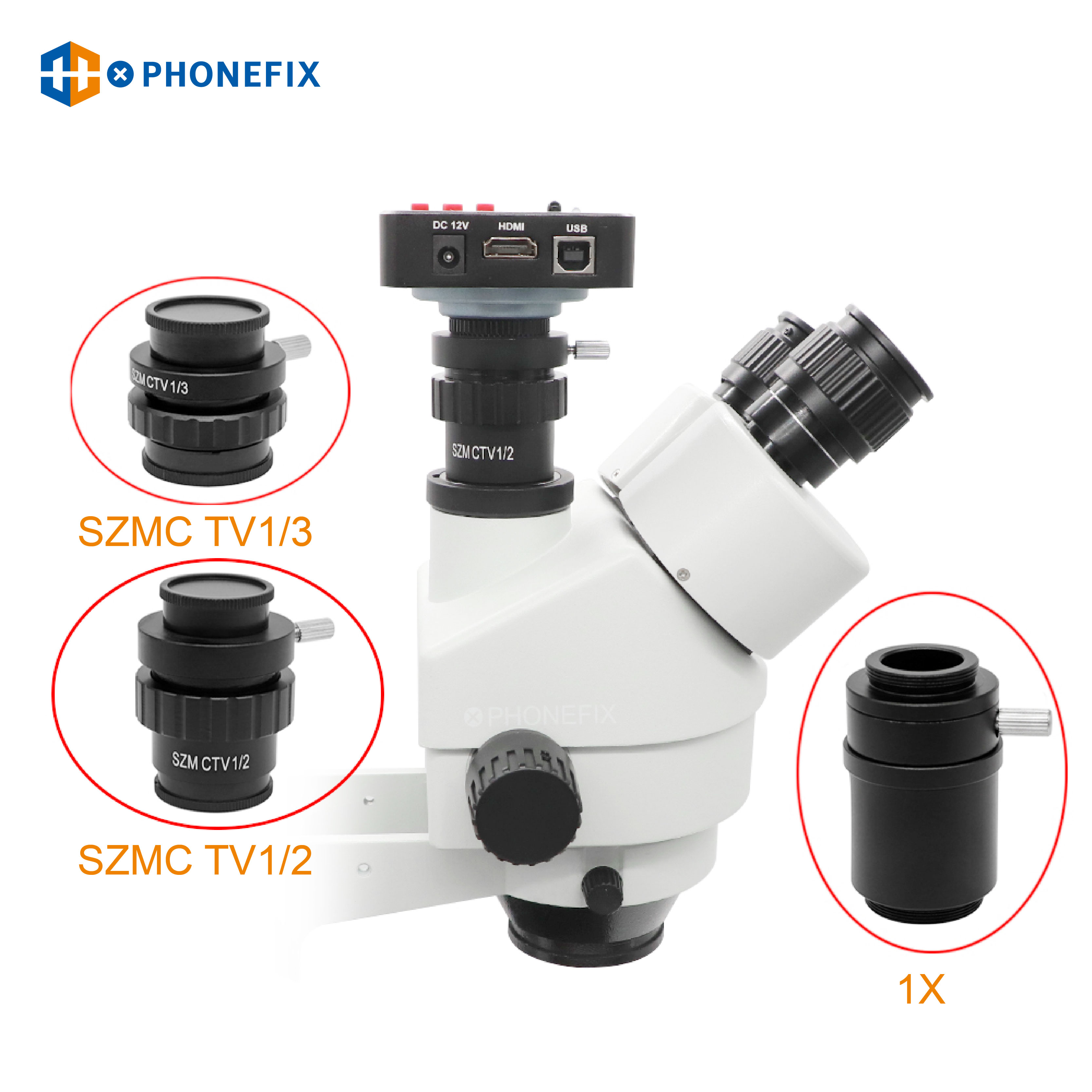 SZMC TV1/2 TV1/3 CTV C-Mount Adapter for Microscope Industrial Digital Trinocular Microscopio Camera Replacement Accessories