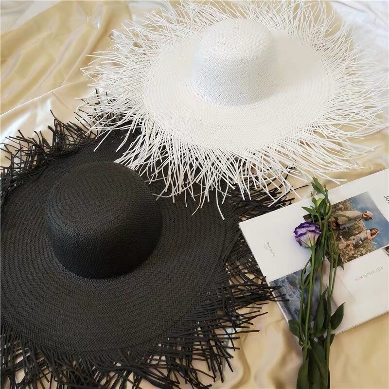 Sombreros de paja de ala grande para mujer, gorros de playa, de verano