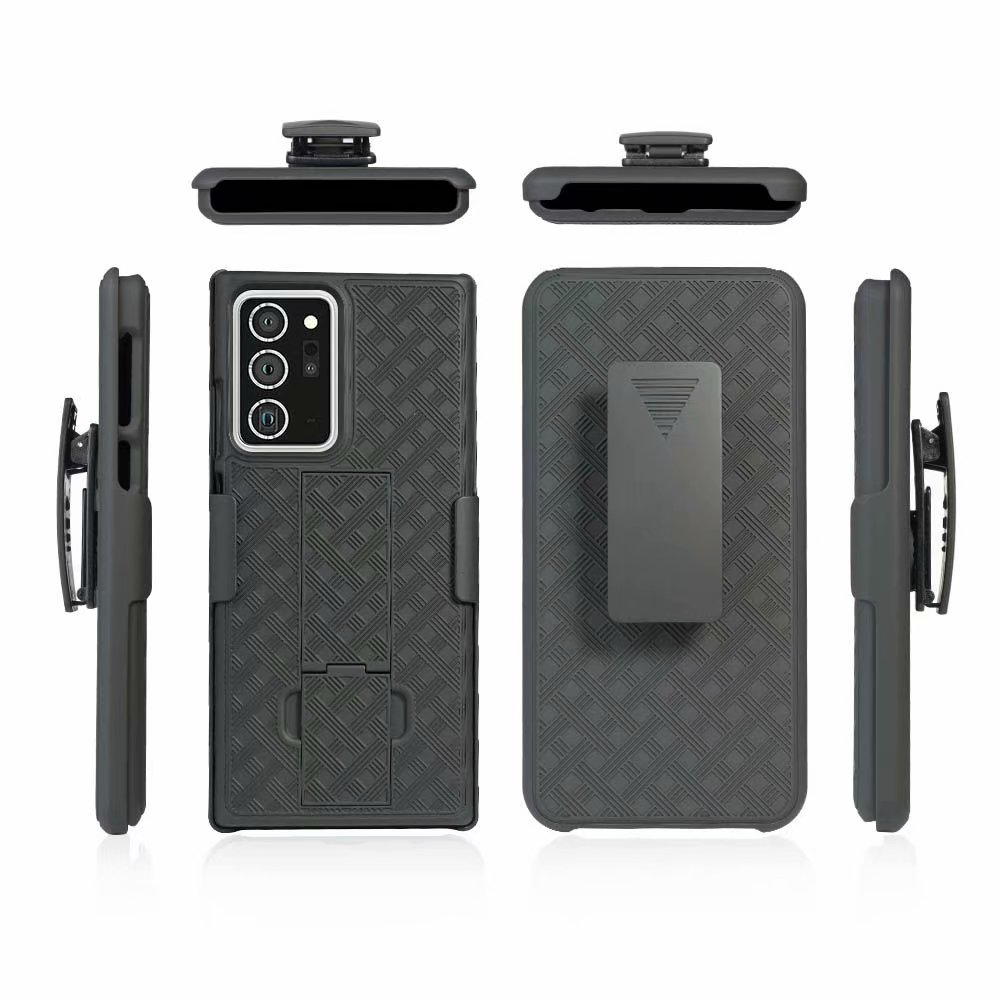 Geweven 2 In 1 Hybrid Hard Shell Holster Combo Case Met Kickstand & Belt Clip Voor Samsung Galaxy Note 20/Note 20 Ultra