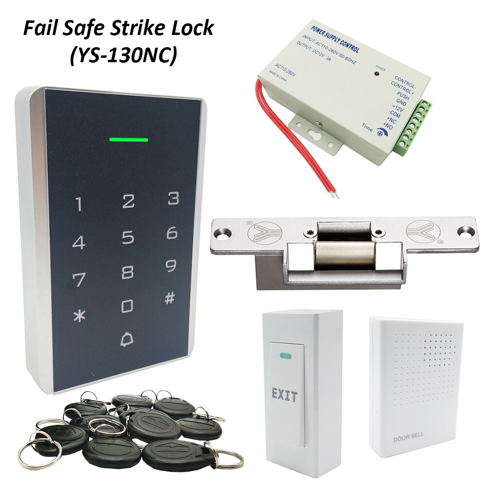 Rfid 125khz keypad DIY Full Electric Strike Door Lock Access Control System Kits: YS130NC