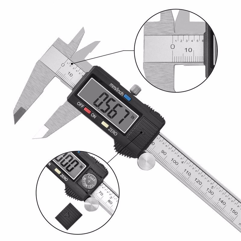Electronic Digital Vernier Calipers 0-150mm/200mm/300mm 0.01mm Stainless Steel LCD Ruler Measuring Gauging Tools