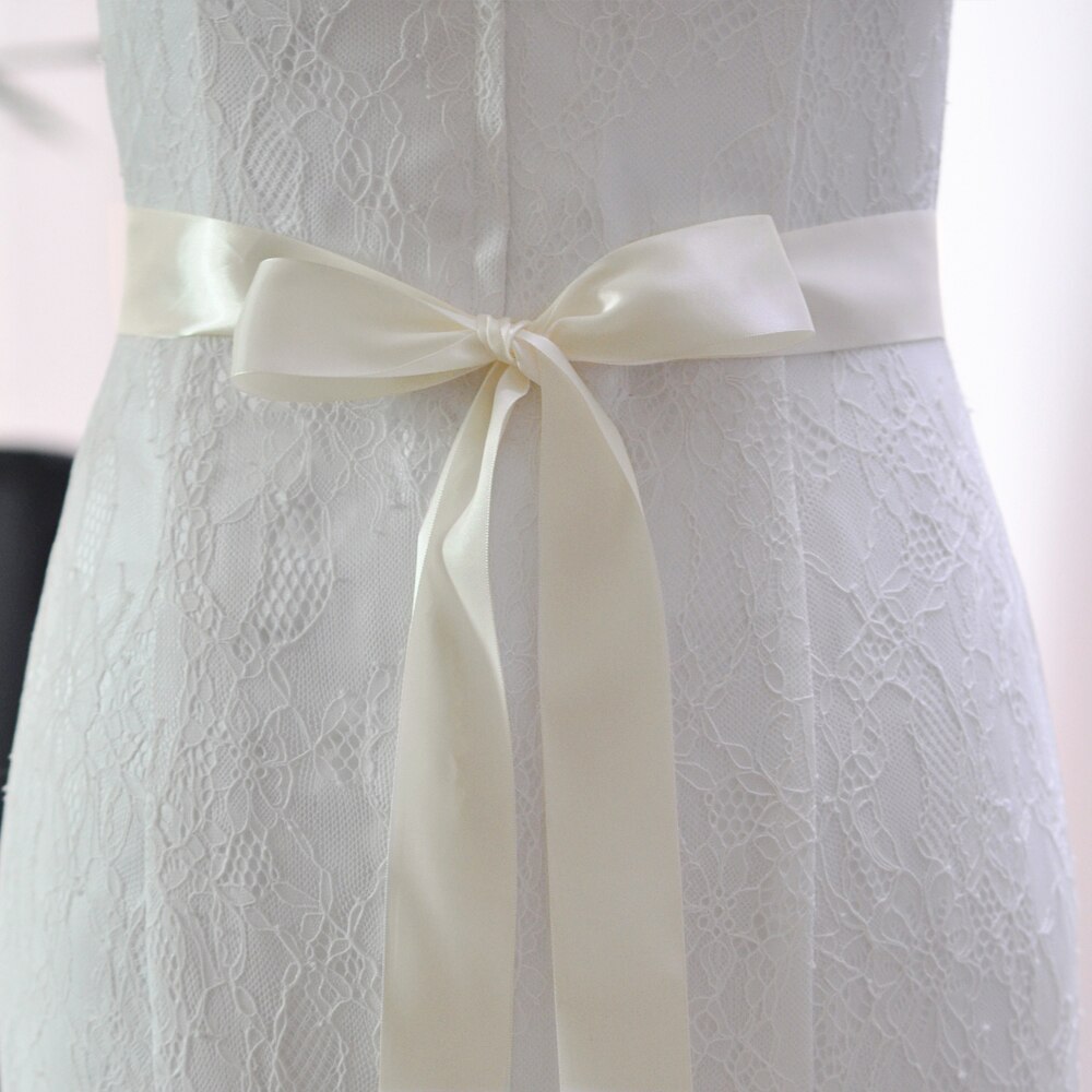 4CM Wedding Belts Accessories Girl Party Prom Decoration With Satin Ribbons and Thin Ribbon 4CM Width 100%: ivory