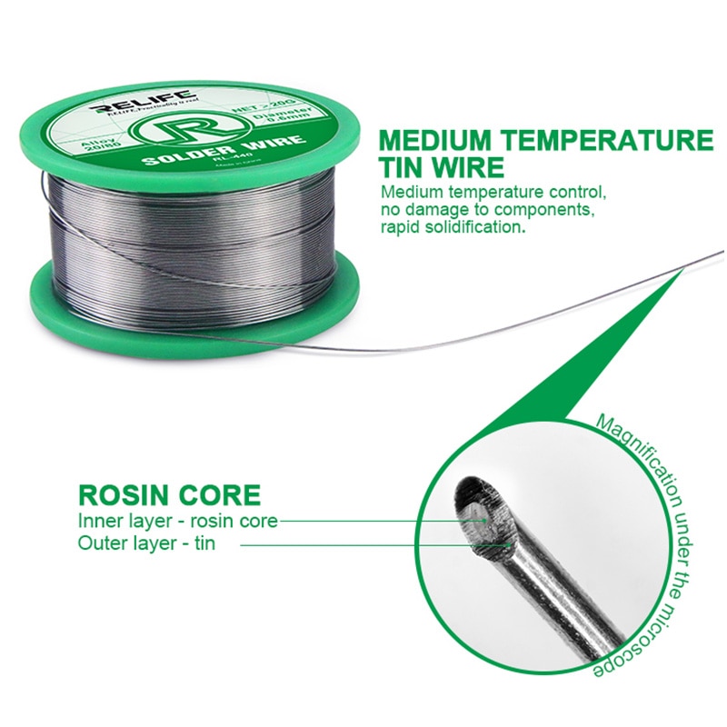 RELIFE Solder Wire 0.3/0.4/0.5/0.6mm Sn20/Pb80 Tin Wire 40g Melt Rosin Core Solder Soldering Wire Roll Reel Welding Line