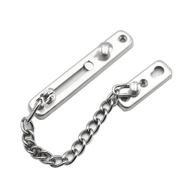 Stainless Steel Strong Security Door Chain+Screws Solid Safety Guard Lock Catch