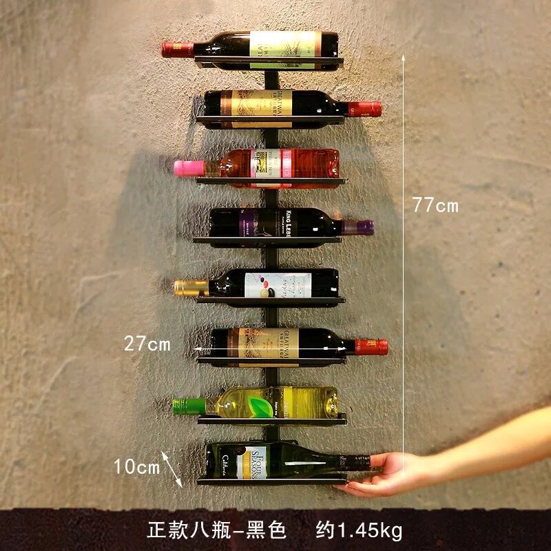 American Iron Bar Wall Minimalist Decor Hanging Wine Cabinet Bar Wall-mounted WineStand Glassholder Floating Shelf