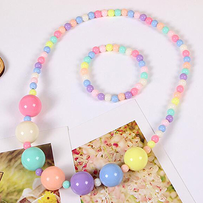 Neue Süssigkeit Farbe Perlen für Art Blume Halskette Armbänder Prinzessin Baby Mädchen Schmuck einstellen Kind Halsband Zubehör T137: D