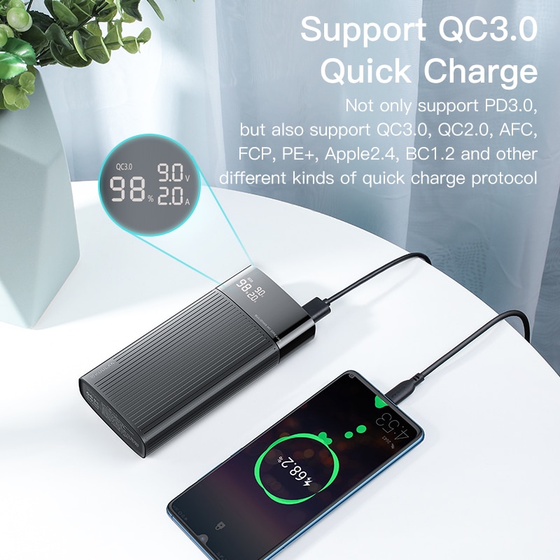 KUULAA Energie Bank 20000 mAh QC PD 3,0 PoverBank Schnelle Aufladen Energie 20000 mAh USB Externe Batterie Ladegerät Für Xiaomi mi 10 9