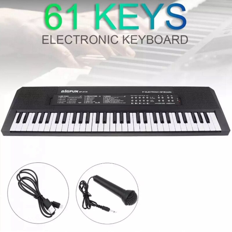 Bigfun teclado eletrônico piano 61 teclas de música digital placa chave com microfone crianças órgão eletrônico musical