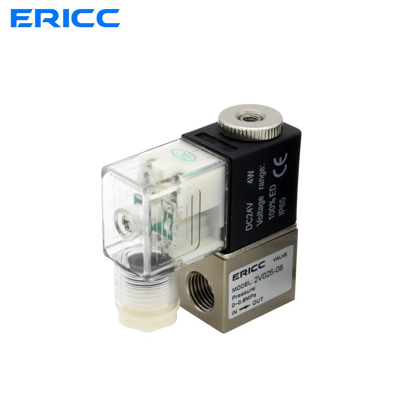 Válvula Solenoide de aire 2V025-08, normalmente abierta, 12V, 24V, 220V, 1/4 ", BSP, 2 vías, 2 posiciones, válvula de Control neumática