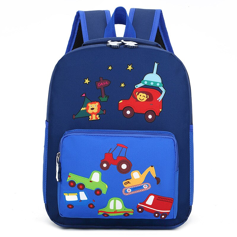 Børnehave skoletaske stil tegneserie gravemaskine mænd og kvinder børn sød rygsæk rejse lille bogtaske fashi: Mørkeblå