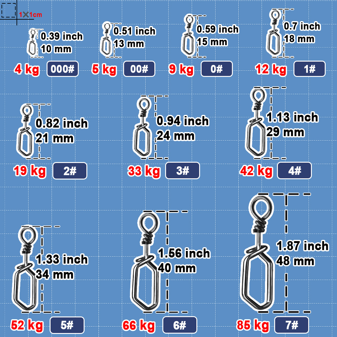 Fishing Snap 50~200Pcs Stainless Steel Coast Lock Snap Fishing Square Clip Lock Snap Fishing Lure Connector Quick Change Bait