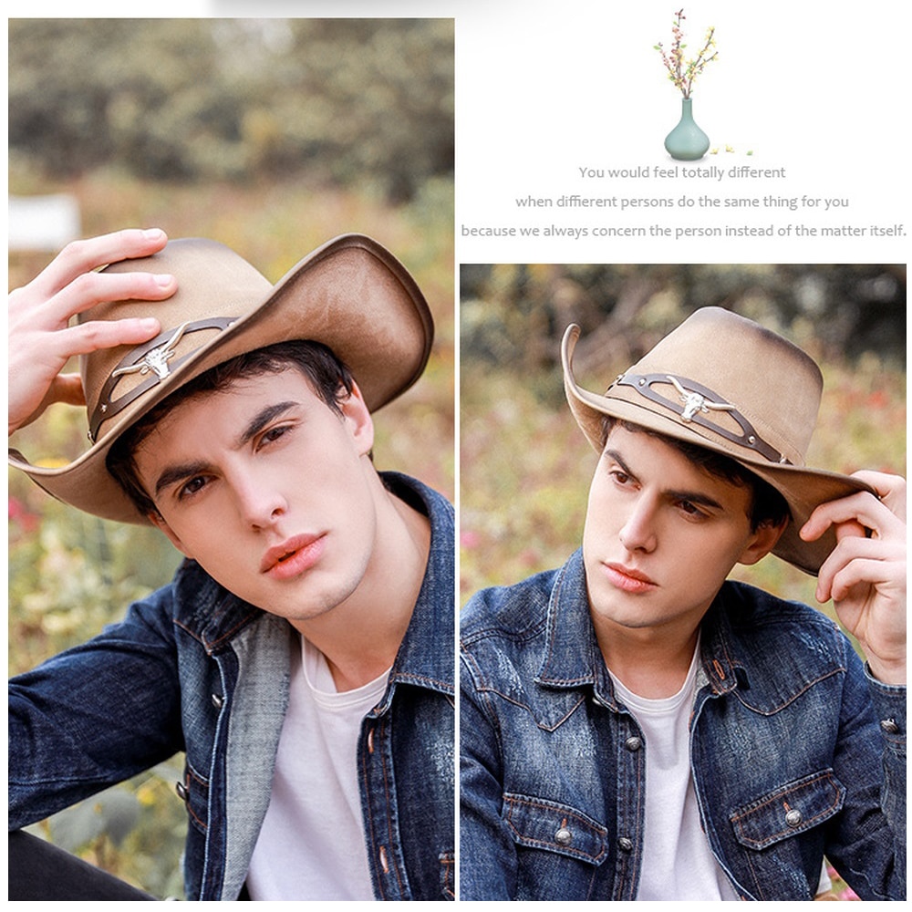 Cowboy Hoed Mode Koele Effen Kleur Dakranden Jong Jazz Zonnebrandcrème En Schaduw Western Cowboy Hoed
