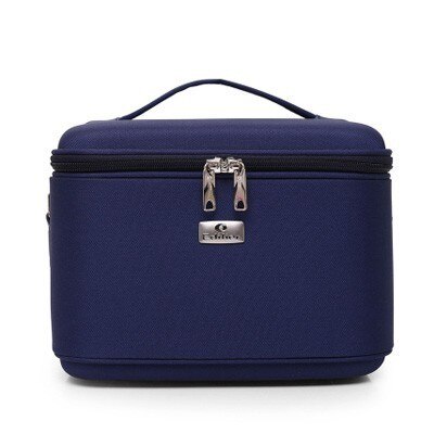 Make Up Bag Women Shoulder Cosmetic Case Female Beauty Brush Waterproof Makeup Box Toiletry Suitcases: M navy