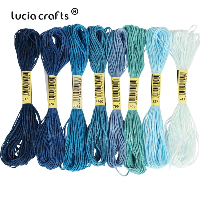 Lucia Crafts 8 Pcs/Lot Multicolor Thread Cross Stitch Cotton Sewing Skeins Embroidery Thread Kit DIY Sewing W0311: C6