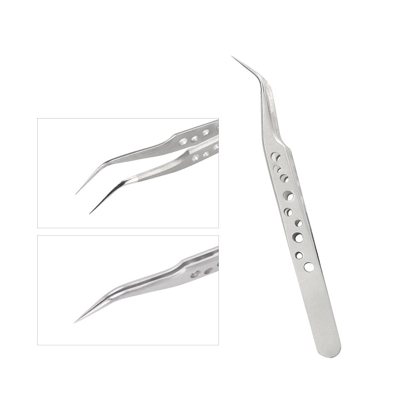 Nail Art Rhinestones Tweezers Stainless Steel Curved Straight Tweezer Nipper Picking Sequins Beads Stickers Nail Art Tool: Light Yellow