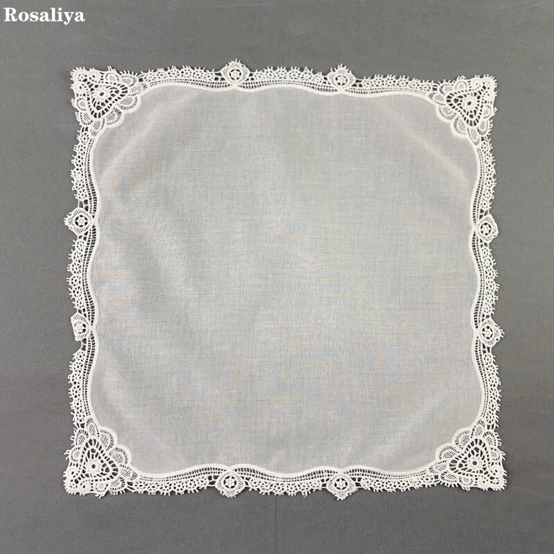 Dames mouchoir blanc doux 100% coton mouchoir de mariage brodé dentelle au crochet pour les Hankies de mariée