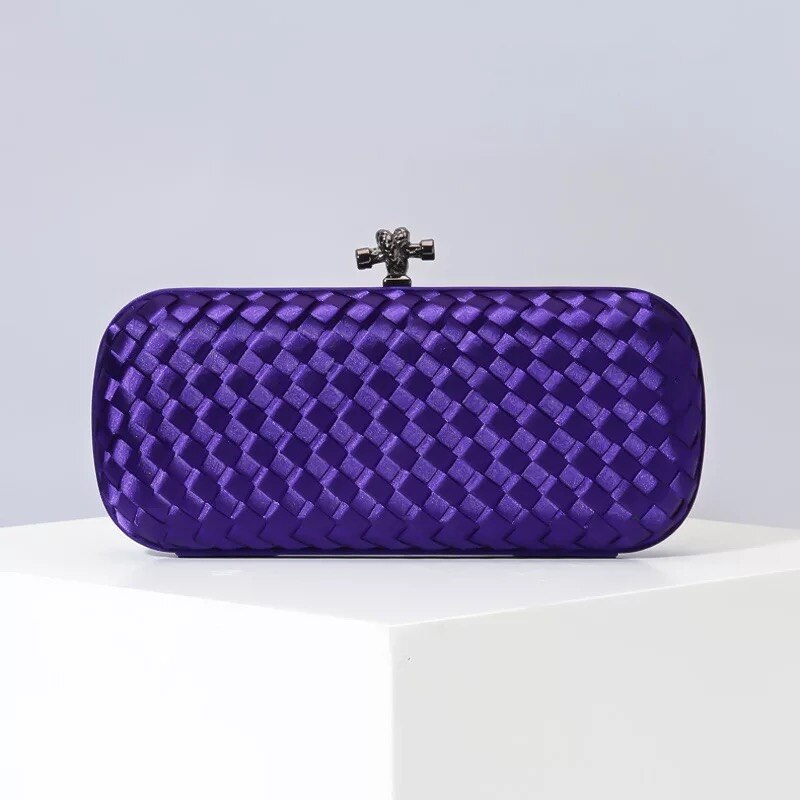 Bolsa de maquillaje de seda europea y americana tejida a mano para mujer, bolsa de maquillaje de mano para mujer, a través de la sencilla bolsa de maquillaje para Cena: L5