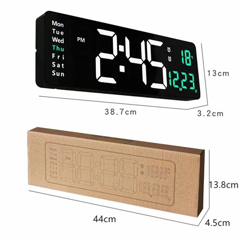 Large Digital Wall Clock Temp Date with Remote Control Power Off Memory Desktop Table Clock Wall-mounted Dual Alarms LED Clocks
