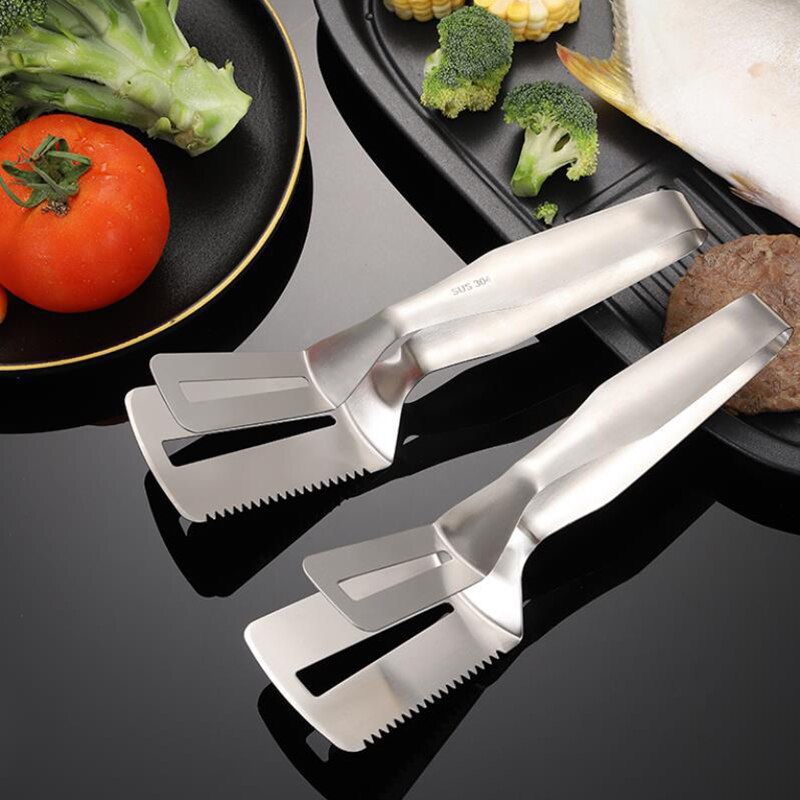 Stainless Steel Steak Clip Anti-scald Fish Shovel Kitchen Serrated Clip Food Clip Bread Steak Clip BBQ Tool Kitchen Utensils