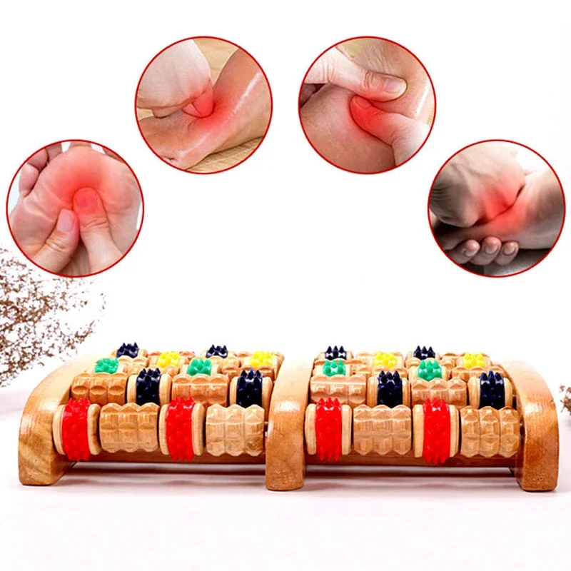 Wooden Foot Massager Roller Acupressure Relax Massage Pain Stress Relief Shiatsu Roller Feet Care Massager foot spa