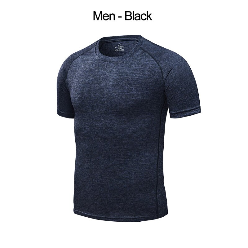 L-4XL Mens Running T-shirts Quick Dry Men Sport T Shirts Workout Gym Training Shirt Fitness Tops Running Sport Tees: Black / XXXL